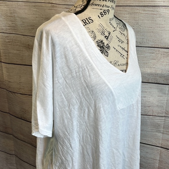 Michael Stars V-neck Original Tee Shirt Luxe Slub Short Sleeves Caftan NWT White - Picture 3 of 8